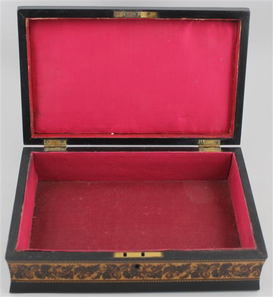 A Victorian Tunbridge ware casket, 9.75in.
